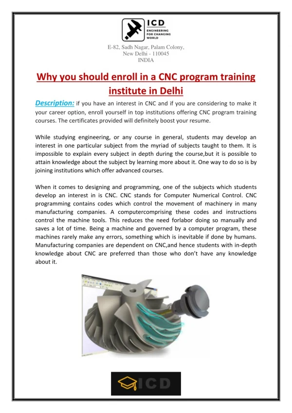 Why you should enroll in a CNC program training institute in Delhi?