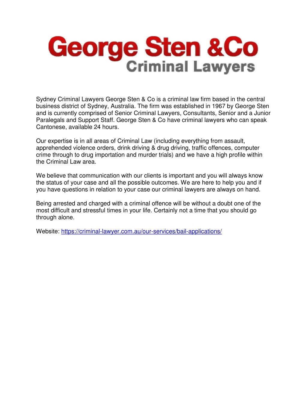 sydney criminal lawyers george sten