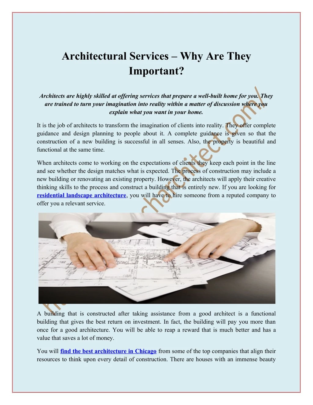 architectural services why are they important