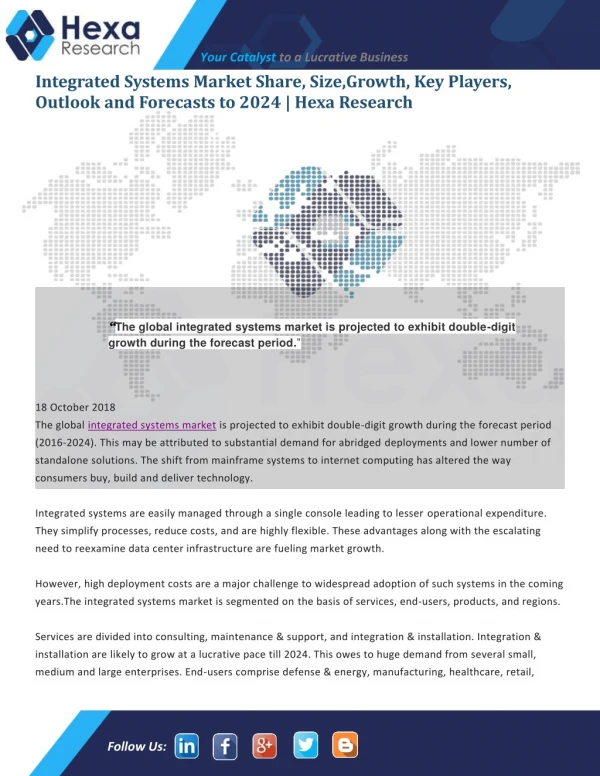 Integrated Systems Market Size, Analysis, Trends, Report, Share, Investment Opportunities and Forecast to 2024