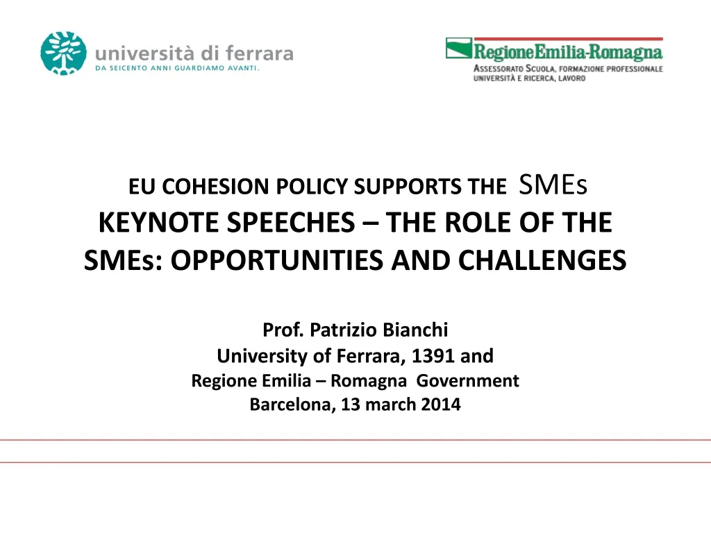 eu cohesion policy supports the smes keynote