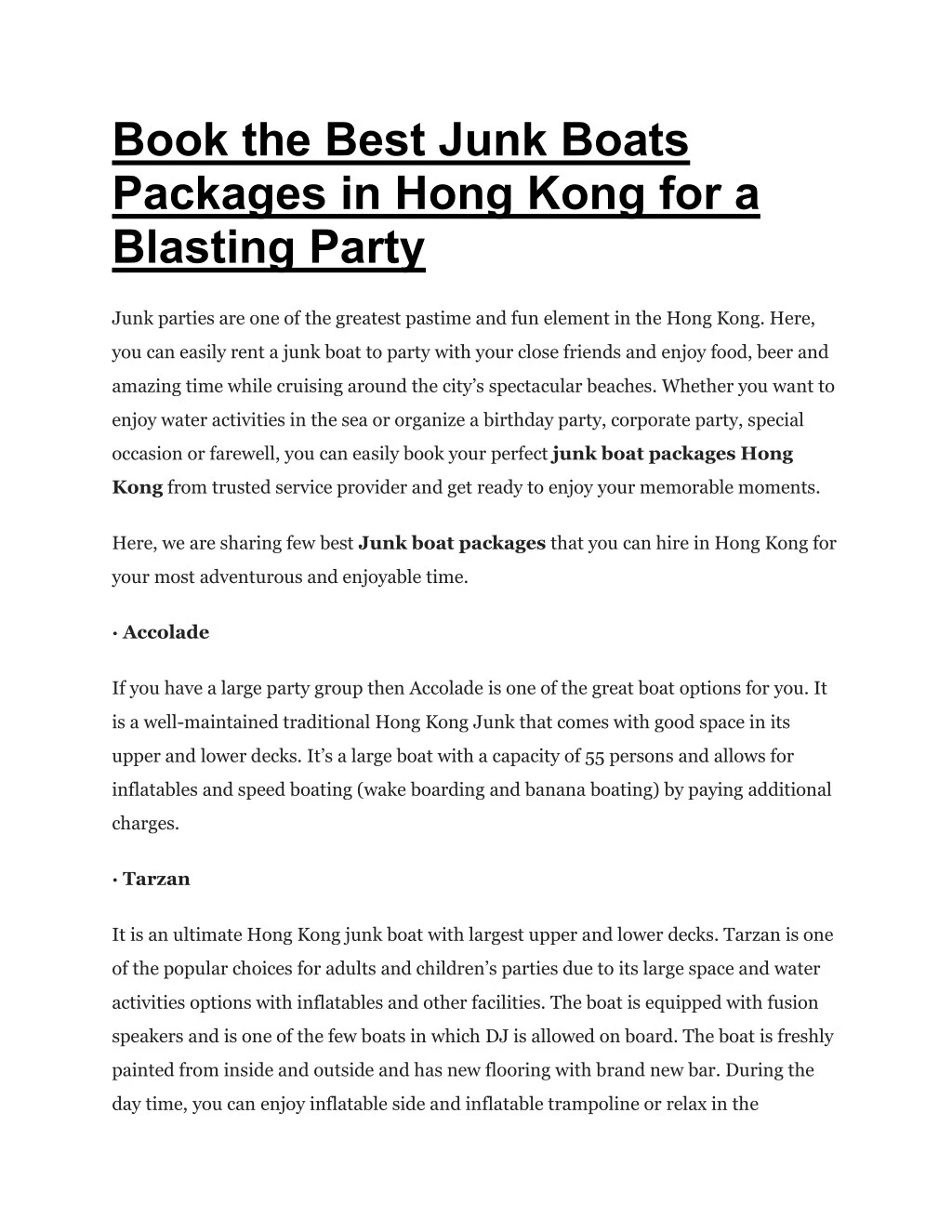 book the best junk boats packages in hong kong