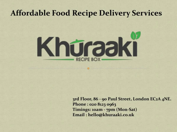 Affordable Food Recipe Delivery Services - Khuraaki