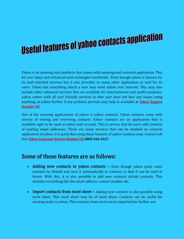 Useful features of yahoo contacts application