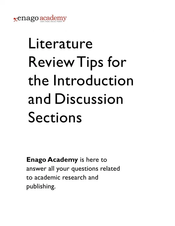 Literature Review Tips for the Introduction and Discussion Sections - Enago Academy
