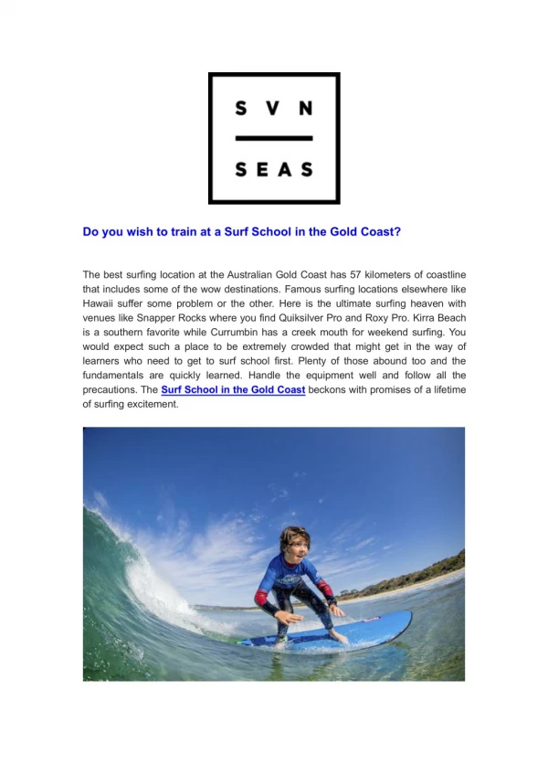 Do you wish to train at a Surf School in the Gold Coast?