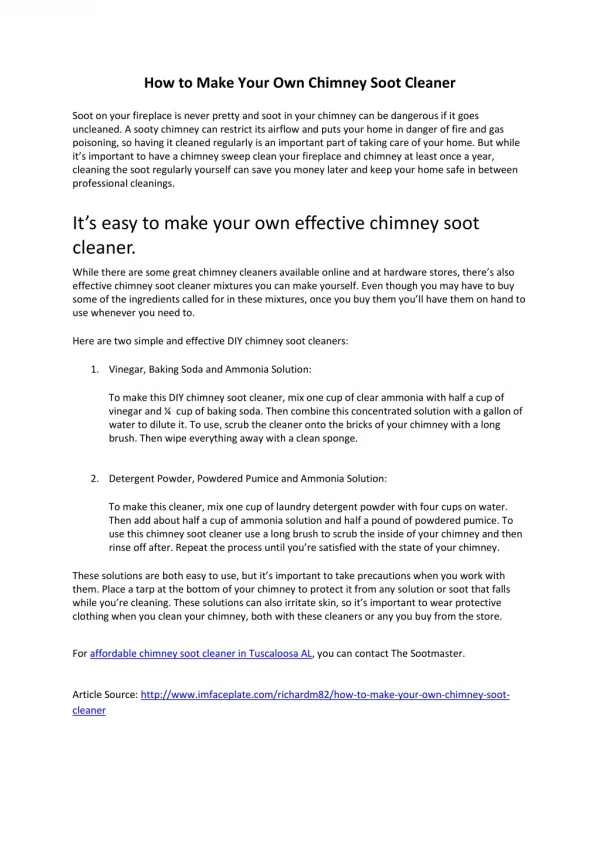 How To Make Your Own Chimney Soot Cleaner