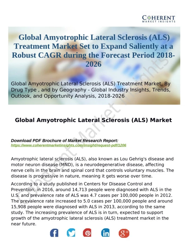 Global Amyotrophic Lateral Sclerosis (ALS) Treatment Market Set to Expand Saliently at a Robust CAGR during the Forecast