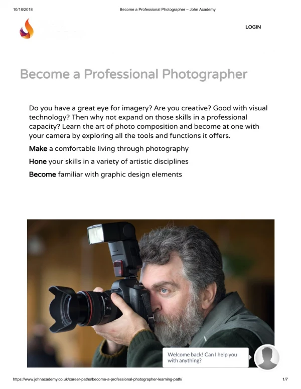 Become a Professional Photographer - John Academy