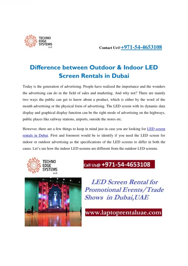 Difference between Outdoor LED Screen & Indoor LED screens