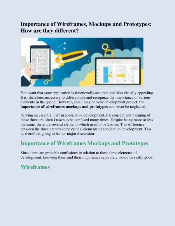 Importance of Wireframes, Mockups and Prototypes: How are they different?