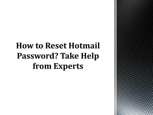 Learn How to Reset Hotmail Password