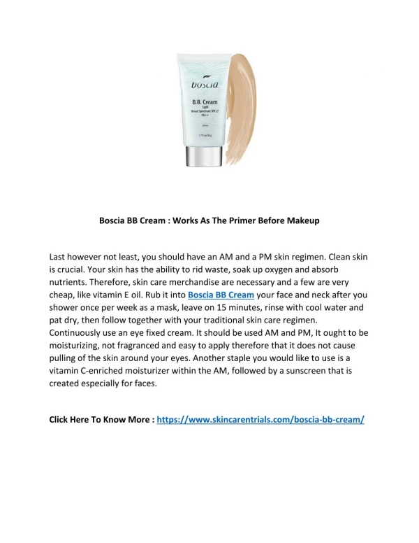 Boscia BB Cream : Increases Your Skin Radiance