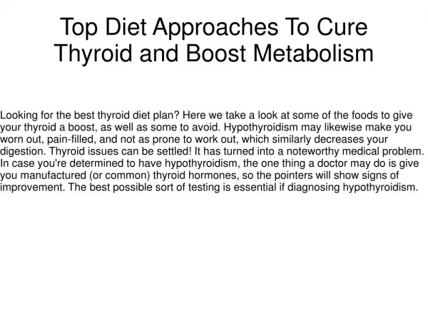 Top Diet Approaches To Cure Thyroid and Boost Metabolism