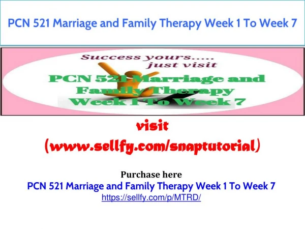 PCN 521 Marriage and Family Therapy Week 1 To Week 7
