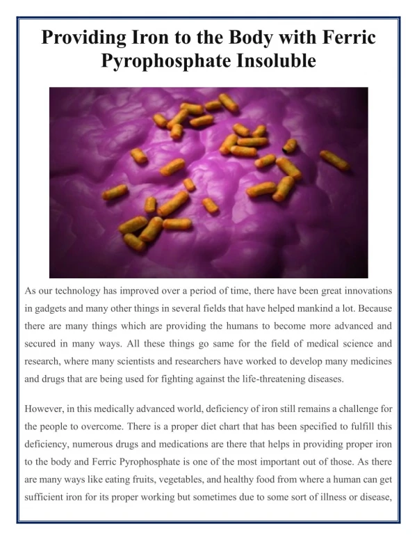 Providing Iron to the Body with Ferric Pyrophosphate Insoluble