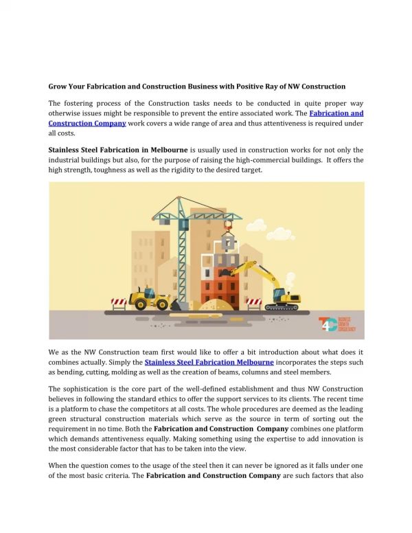 Fabrication and Construction Company Australia