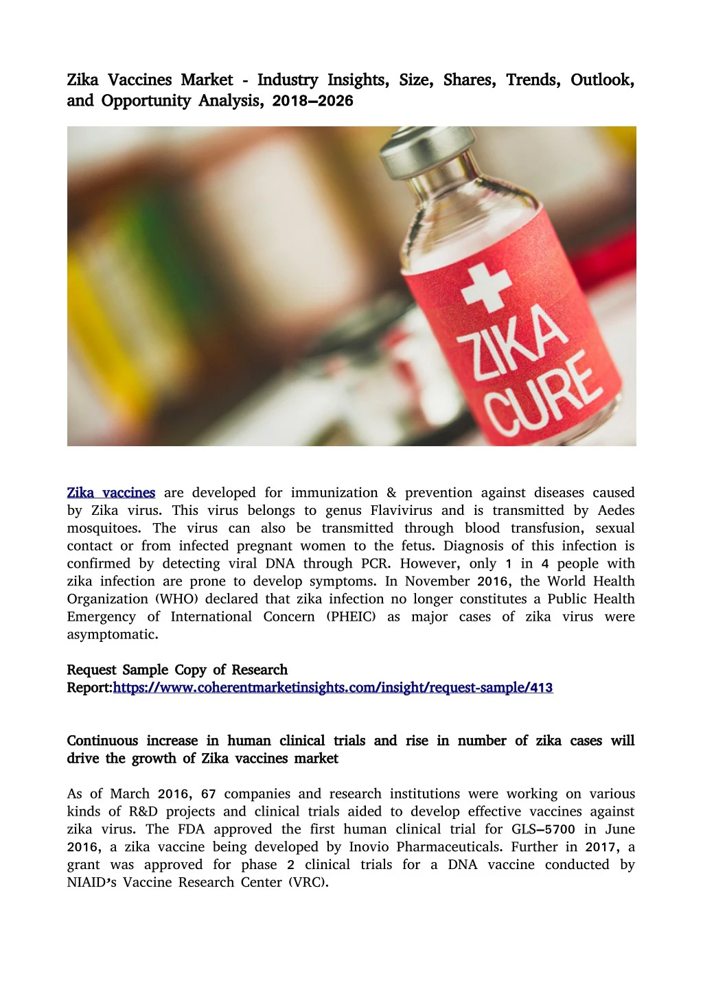 zika vaccines market industry insights size