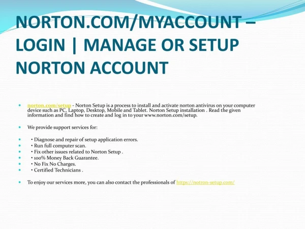 norton com myaccount login manage or setup norton account