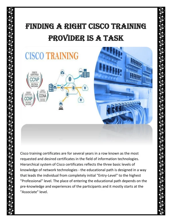 Finding a Right Cisco Training Provider is a Task
