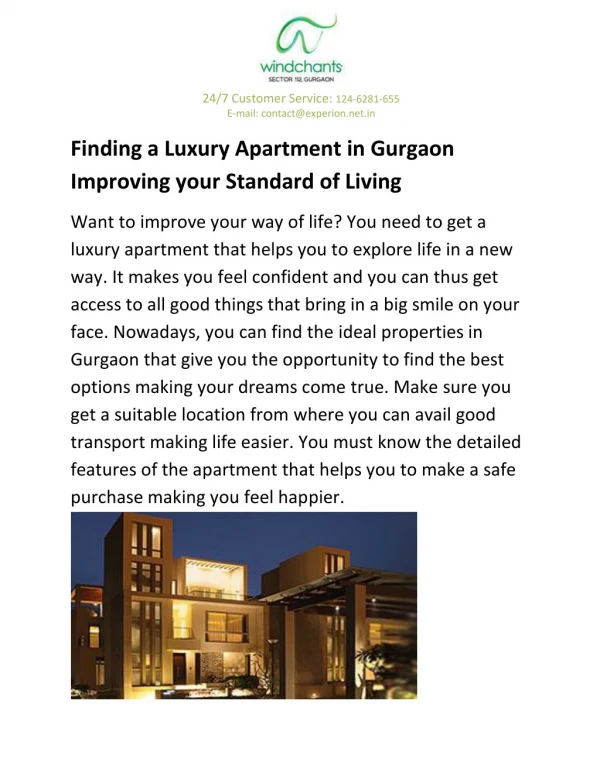 Finding a Luxury Apartment in Gurgaon Improving your Standard of Living