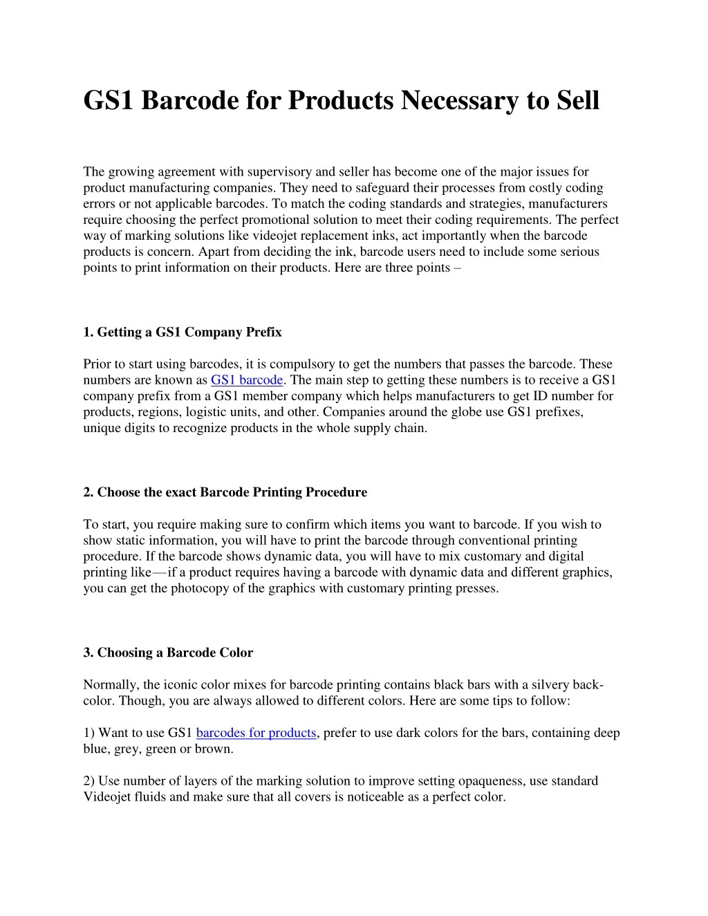 gs1 barcode for products necessary to sell