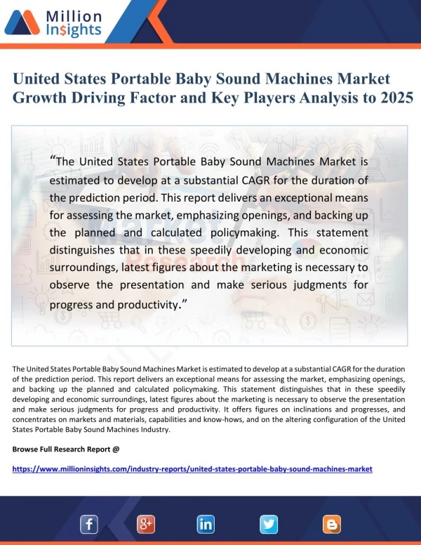 United States Portable Baby Sound Machines Market Growth Driving Factor and Key Players Analysis to 2025