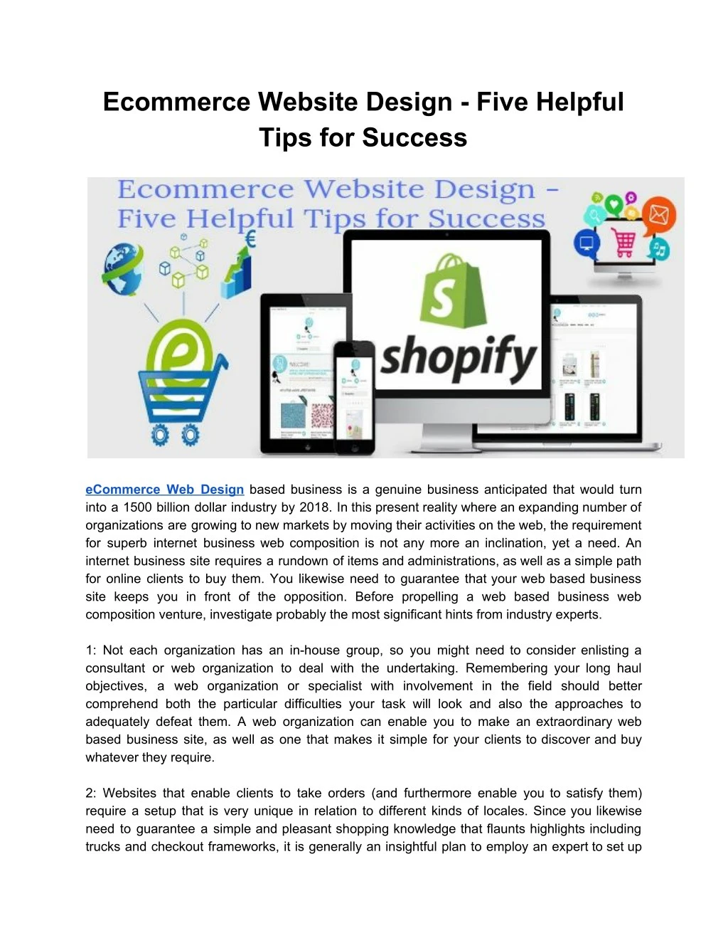 ecommerce website design five helpful tips