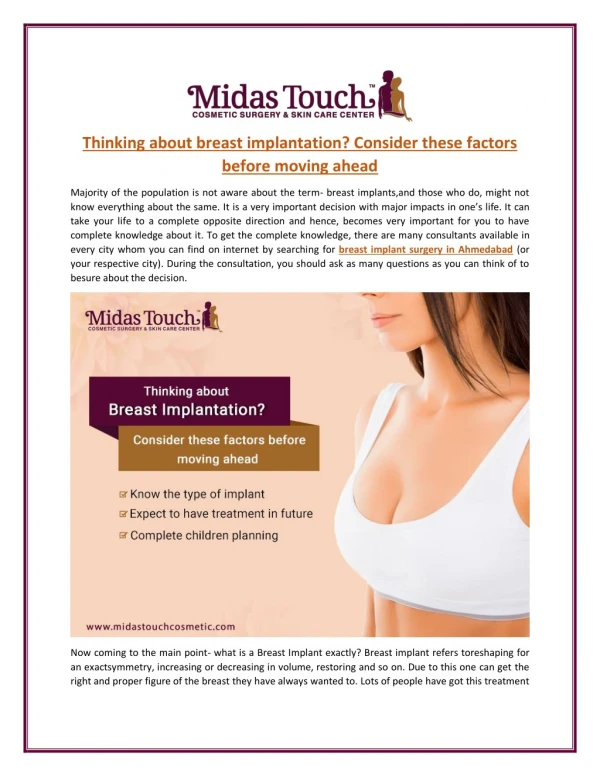Factors Before You Go Breast Reshaping Surgery