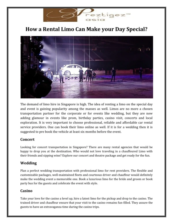 How a Rental Limo Can Make your Day Special?
