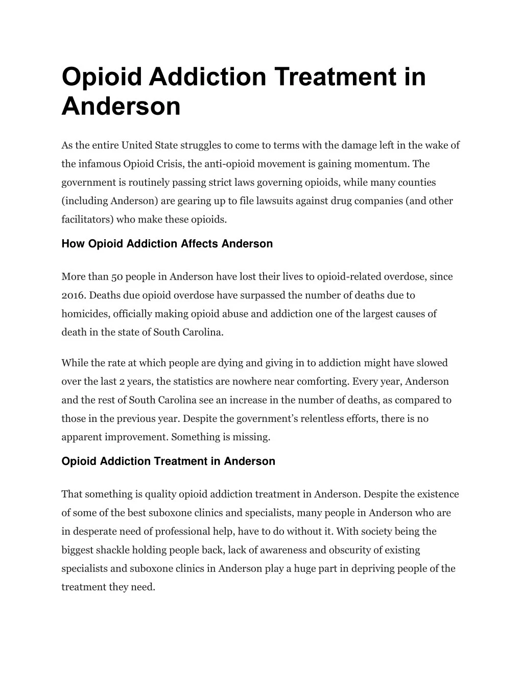 opioid addiction treatment in anderson