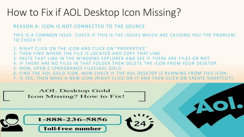 how to fix if aol desktop icon missing