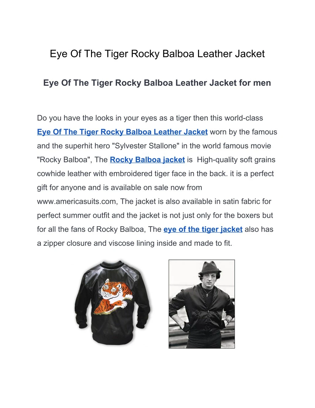 eye of the tiger rocky balboa leather jacket
