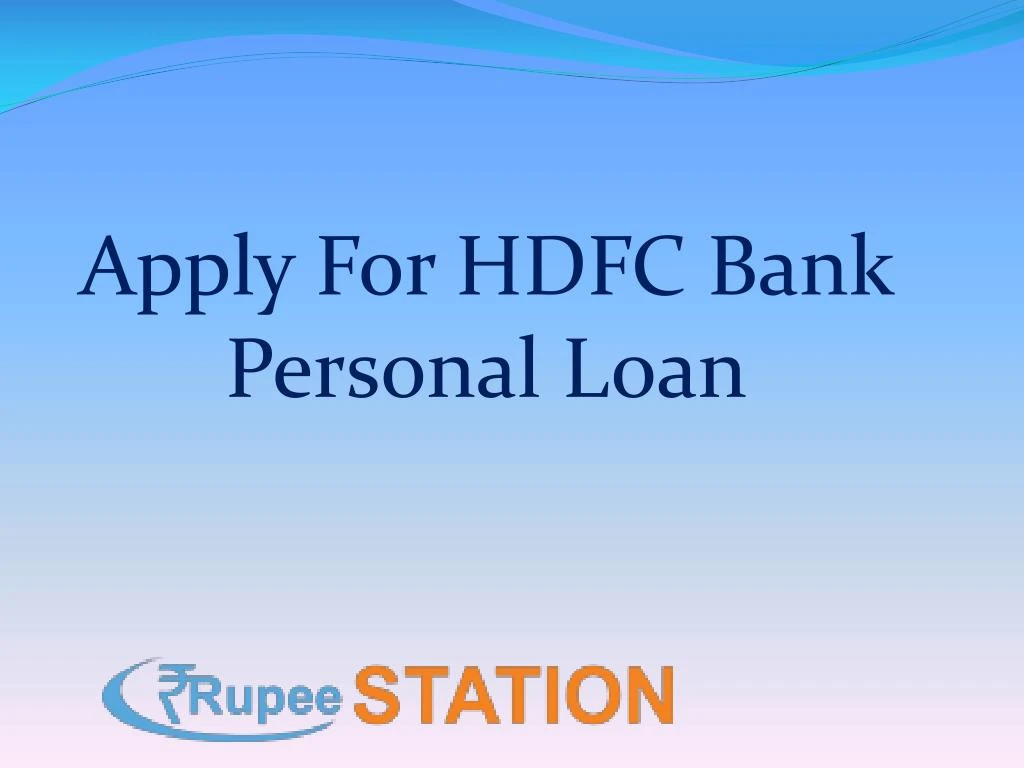 apply for hdfc bank personal loan