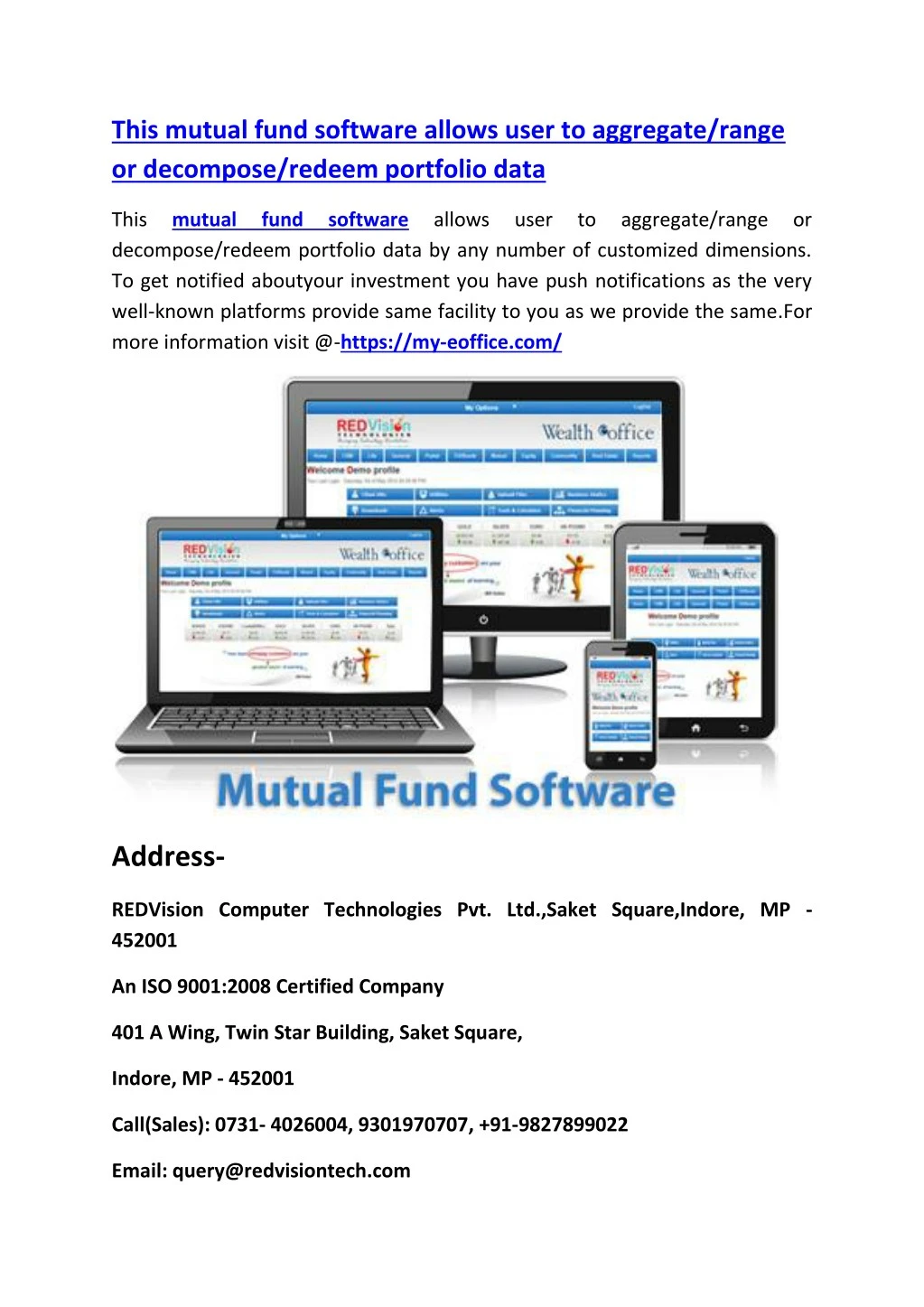this mutual fund software allows user
