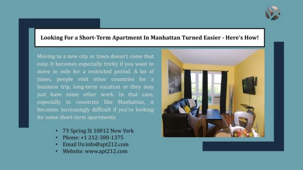 Looking For a Short-Term Apartment In Manhattan Turned Easier - Here is How