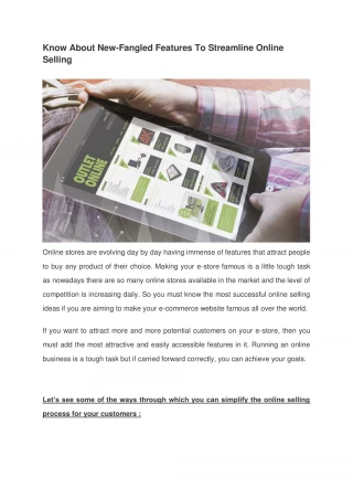 Know About New Features To Streamline Online Selling - slide 1