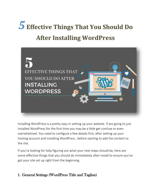 5 Effective Things That You Should Do After Installing WordPress