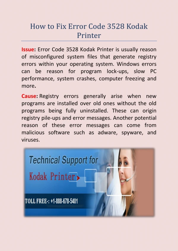 Fix Error Code 3528 Kodak Printer | Call 1-888-257-5888