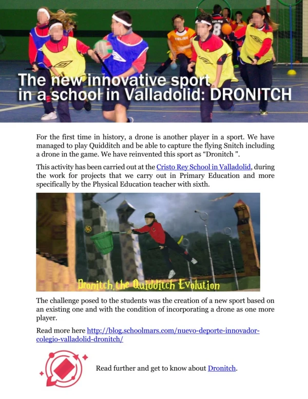 The new innovative sport in a school in Valladolid: DRONITCH