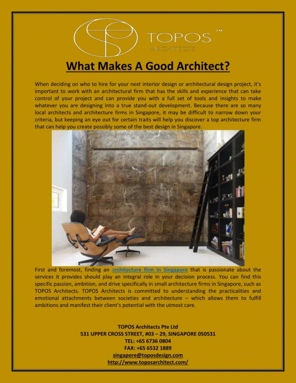 What Makes A Good Architect?