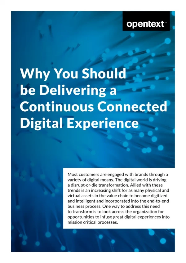 Continuous Connected Digital Experience