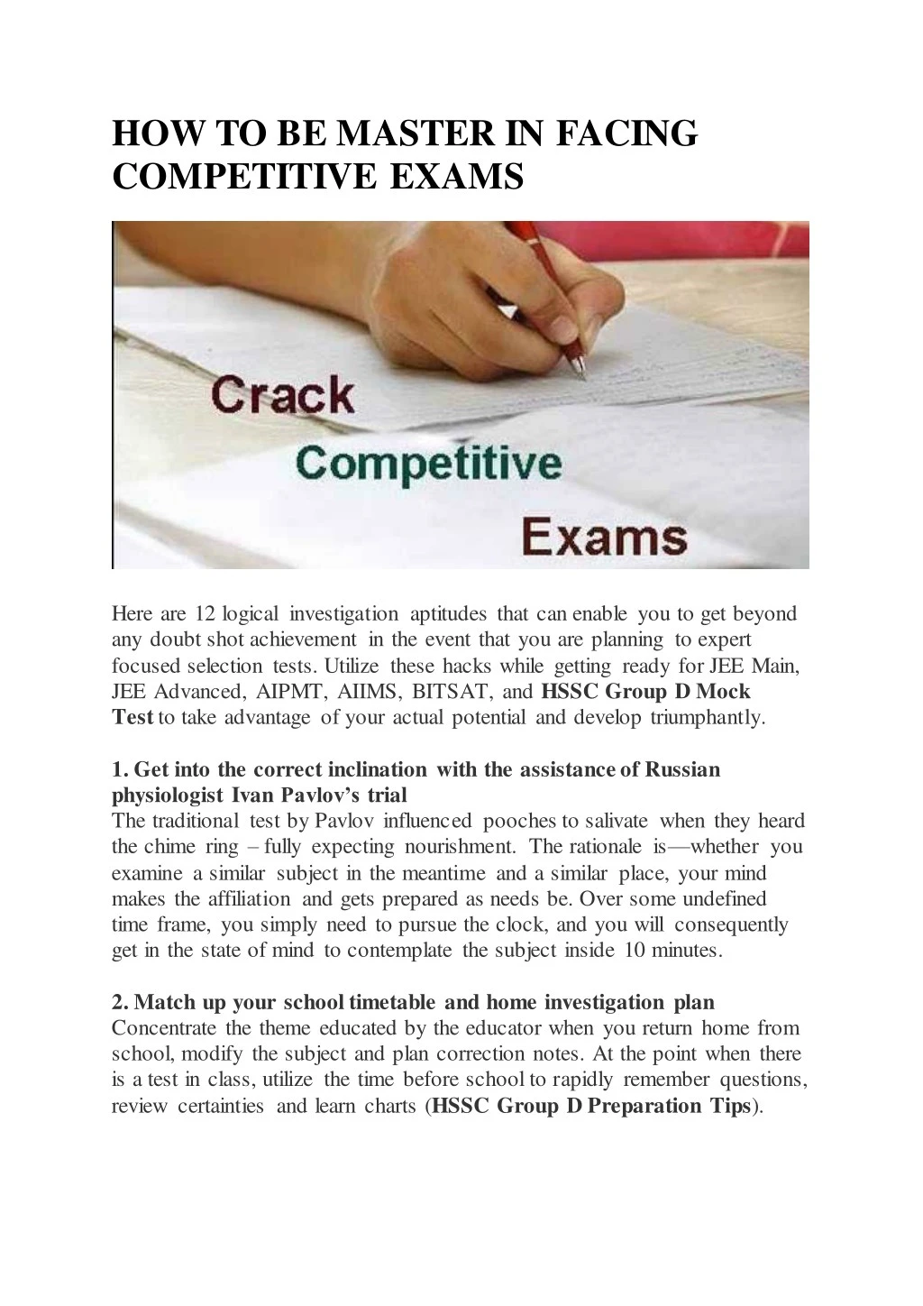 how to be master in facing competitive exams