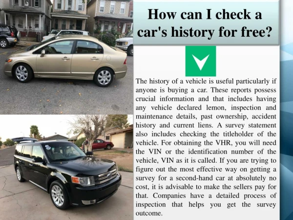 How can I check a car's history for free?