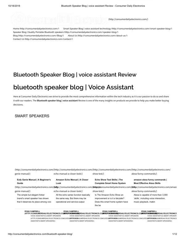 Bluetooth speaker blog voice assistant review consumer daily electronics