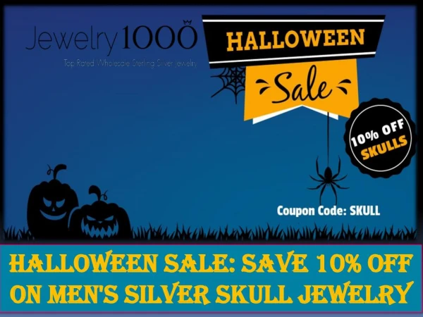 Halloween Sale: Save 10% Off on Mens Sterling Silver Skull ring
