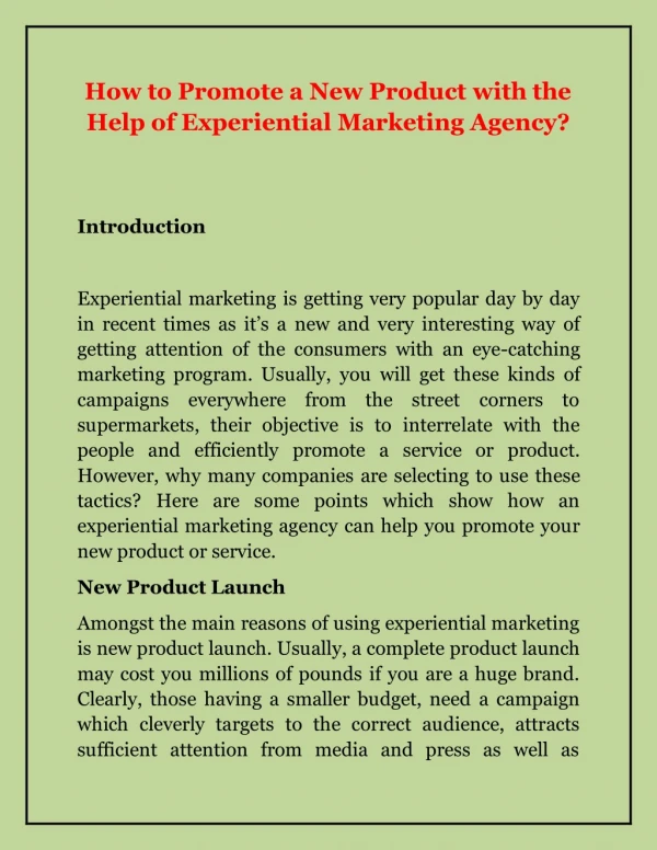 Promote Your Business with the Help of Experiential Marketing Agency ICE Factor