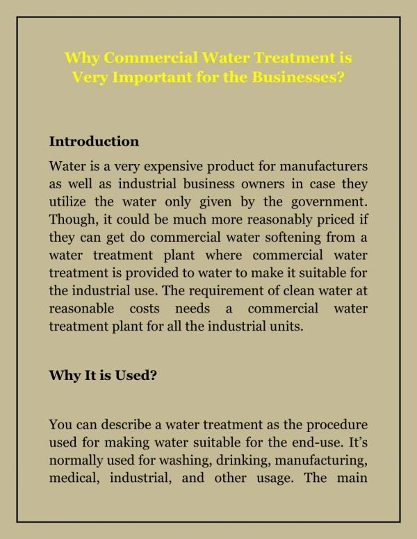 Water Filteration Technology - Installation & Maintenance