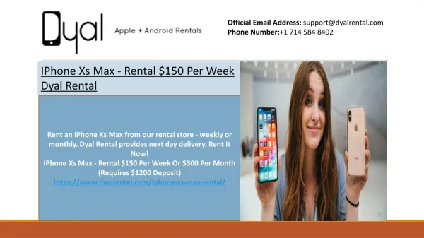 IPhone Xs Max - Rental $150 Per Week Dyal Rental