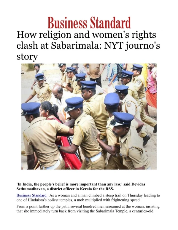 How religion and women's rights clash at Sabarimala: NYT journo's story